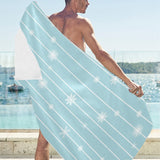 Snowflake pattern blue stripe background Beach Towel