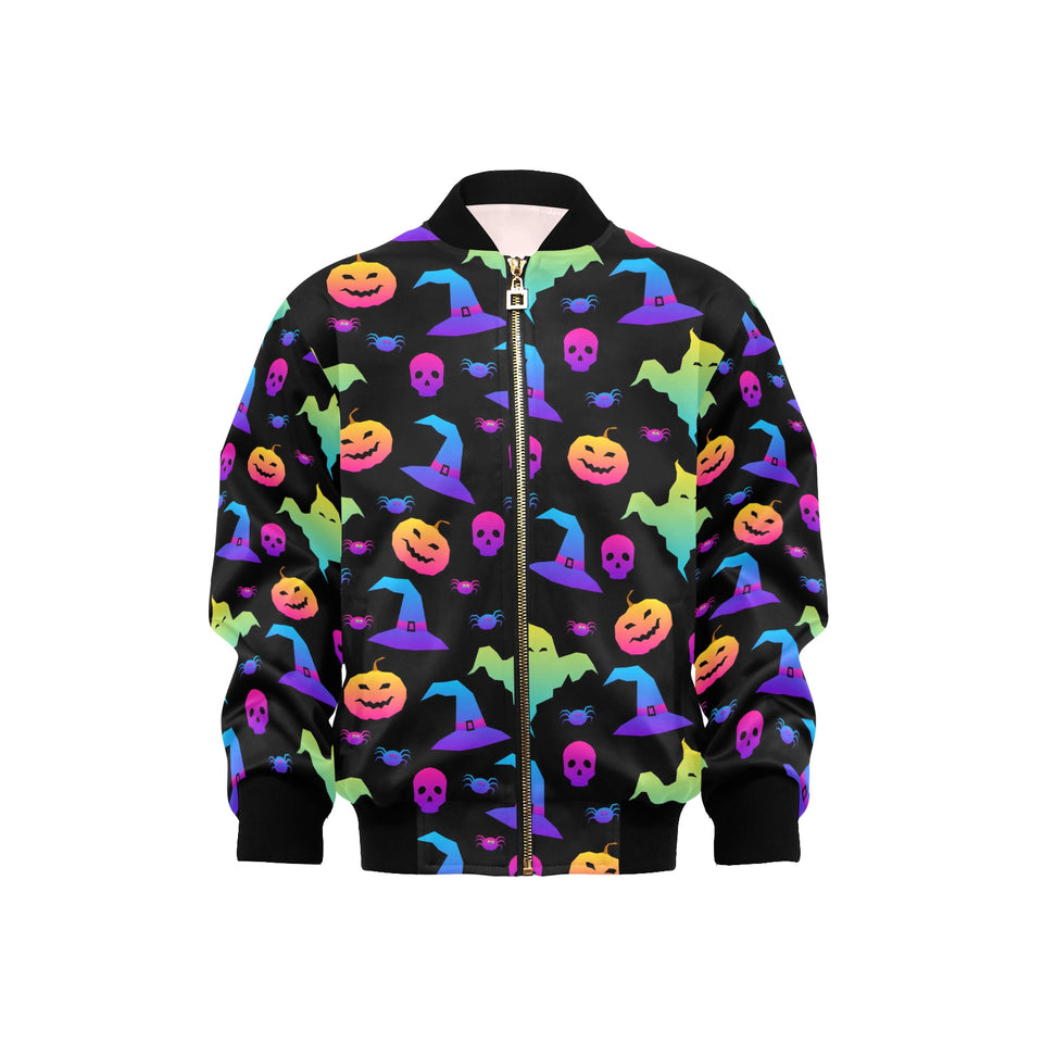 Colorful halloween background Kids' Boys' Girls' Bomber Jacket