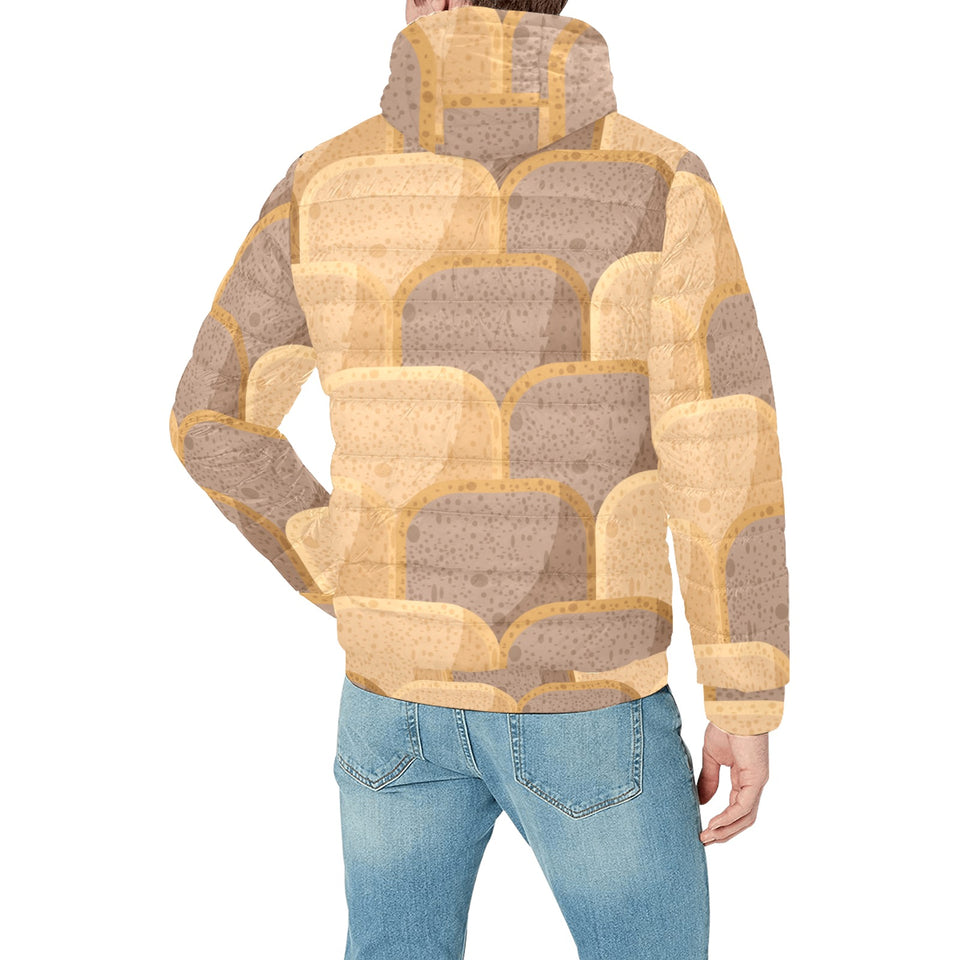 Bread Toast Pattern Print Design 04 Men's Padded Hooded Jacket
