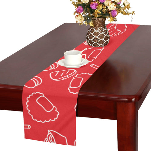 sushi pattern red background Table Runner