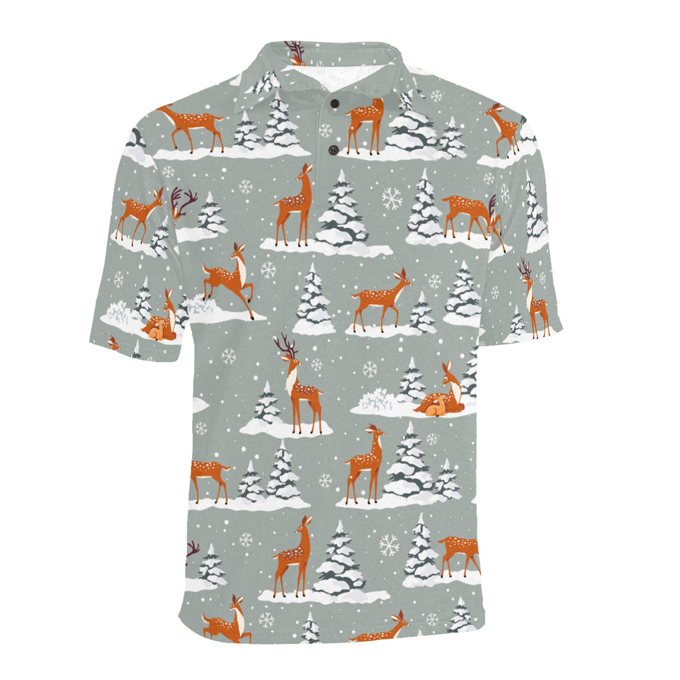 Beautiful deers Winter Christmas Men's All Over Print Polo Shirt