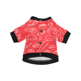 sushi pattern red background All Over Print Pet Dog Round Neck Fuzzy Shirt