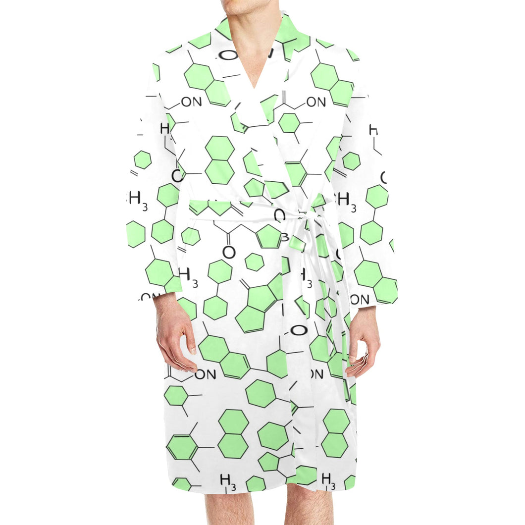 Chemistry Periodic Table Pattern Print Design 03 Men's Long Sleeve Belted Night Robe