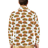 Sandwich Pattern Print Design 02 Men's Long Sleeve Polo Shirt