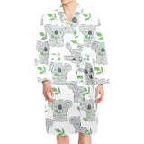 Hand drawn Koala leaves pattern Men's Long Sleeve Belted Night Robe