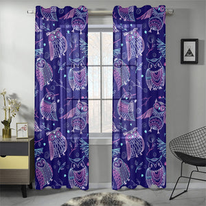 Cute owls pattern boho style ornament Gauze Curtain