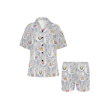 Cute Llama Alpaca pattern Women's V-Neck Short Pajama Set