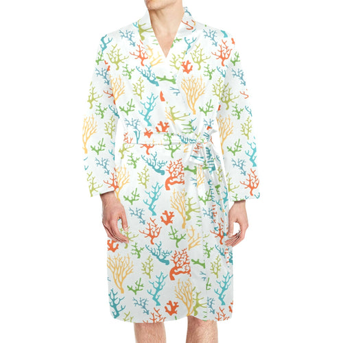 Coral Reef Pattern Print Design 02 Men's Long Sleeve Belted Night Robe