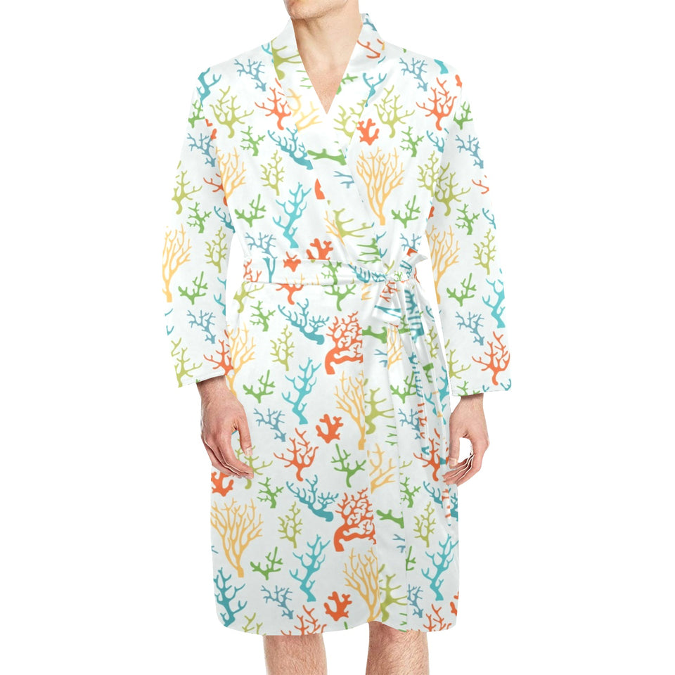 Coral Reef Pattern Print Design 02 Men's Long Sleeve Belted Night Robe