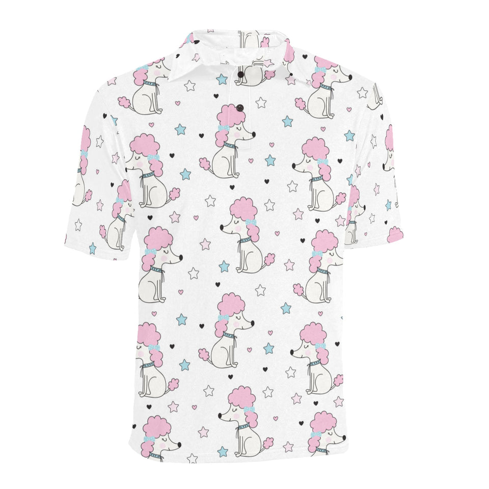 Cute poodle dog star pattern Men's All Over Print Polo Shirt