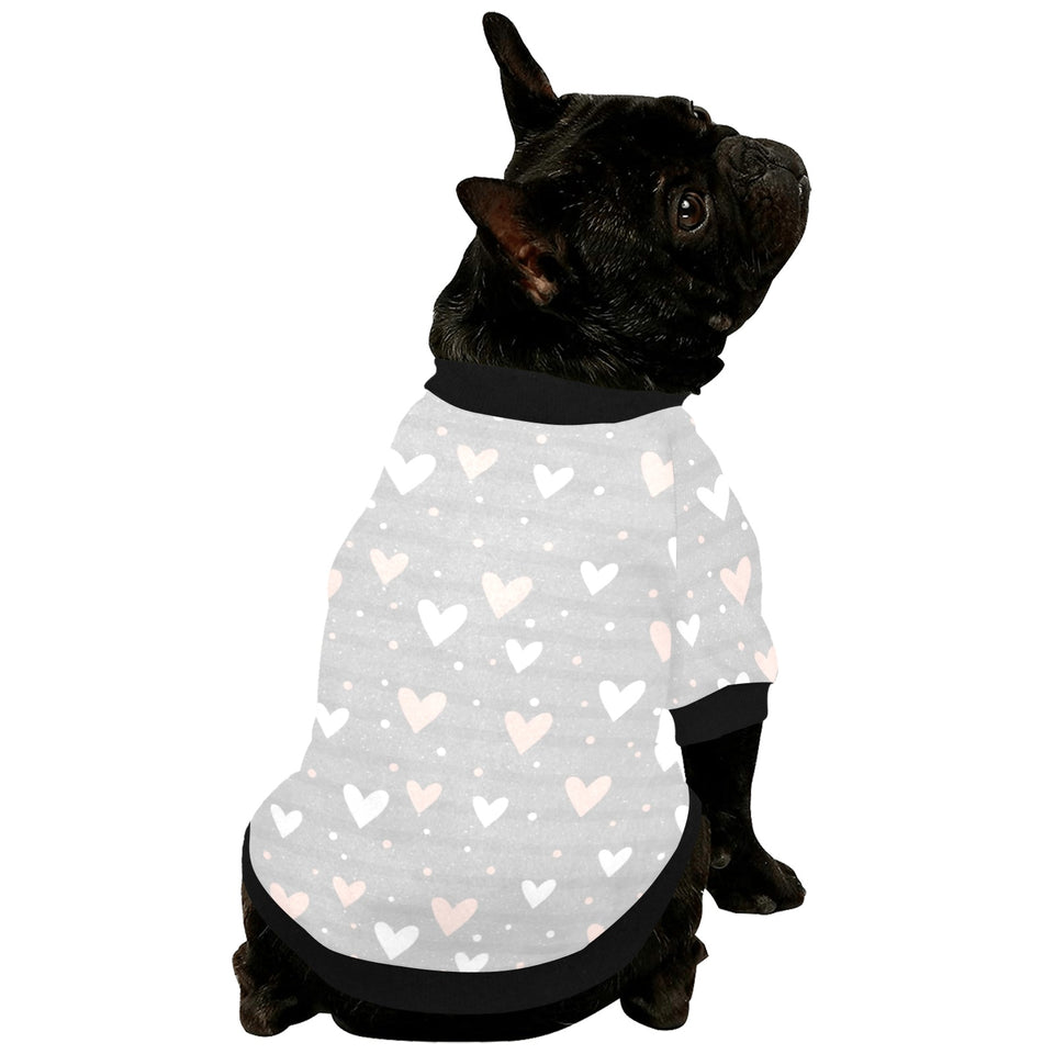 Heart pattern gray background All Over Print Pet Dog Round Neck Fuzzy Shirt