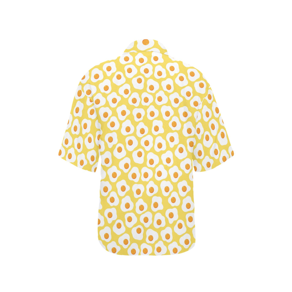 Fried Eggs Pattern Print Design 05 Women's All Over Print Hawaiian Shirt