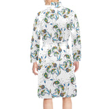 Peacock feather pattern Men's Long Sleeve Belted Night Robe