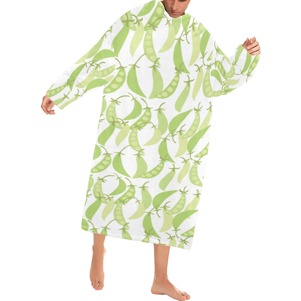 Green Peas Pattern Print Design 03 Blanket Robe with Sleeves