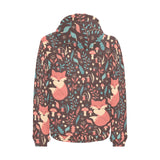 fox leaves mushroom pattern Men's Padded Hooded Jacket
