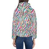Colorful zebra skin pattern Women's Padded Hooded Jacket