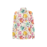 Clock butterfly pattern Women's Long Sleeve Polo Shirt