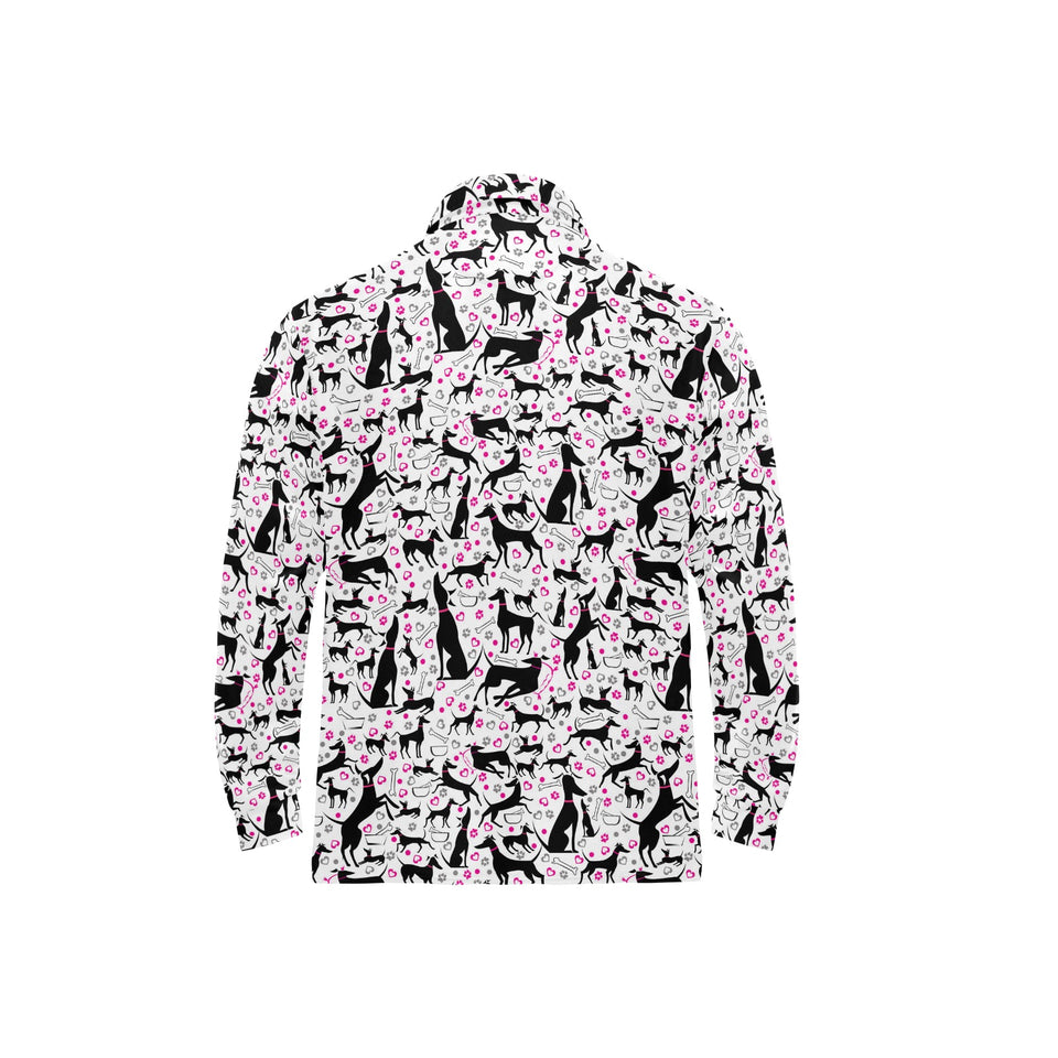 Greyhound Pattern Print Design 02 Men's Long Sleeve Polo Shirt