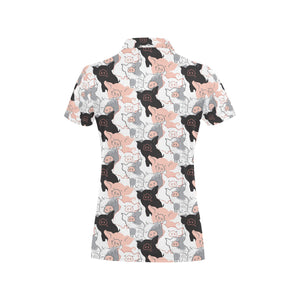 Pig Pattern Print Design 05 Women's All Over Print Polo Shirt