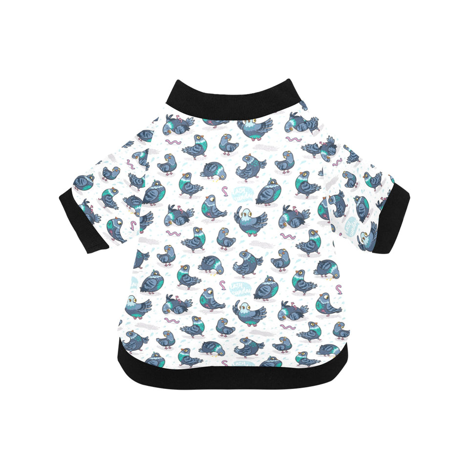 Pigeon Pattern Print Design 02 All Over Print Pet Dog Round Neck Fuzzy Shirt