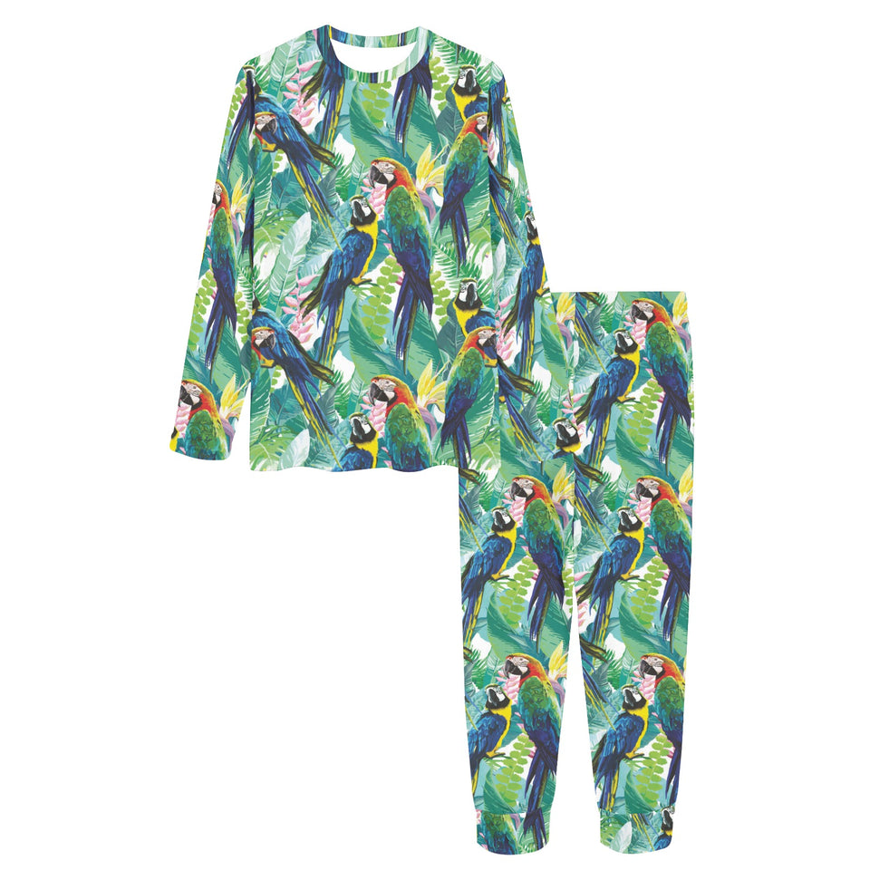 Colorful parrot exotic flower leaves Women's All Over Print Pajama Set
