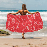 sushi pattern red background Beach Towel
