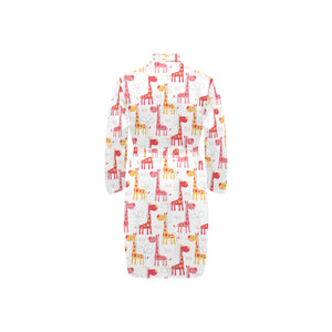 Giraffe Pattern Print Design 03 Men's Long Sleeve Belted Night Robe