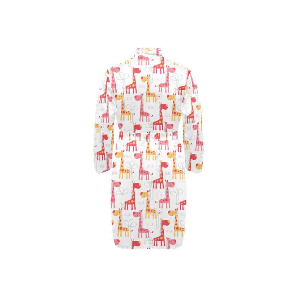 Giraffe Pattern Print Design 03 Men's Long Sleeve Belted Night Robe