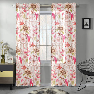 Swallow Pattern Print Design 01 Gauze Curtain