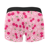 cherry flower pattern pink background Men's All Over Print Boxer Briefs Men's Underwear