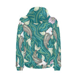 Koi Fish Carp Fish lotus pattern Men's Padded Hooded Jacket