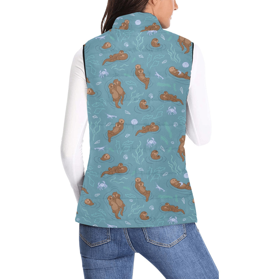 Sea otters pattern Women's Padded Vest