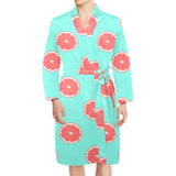 Grapefruit green background Men's Long Sleeve Belted Night Robe