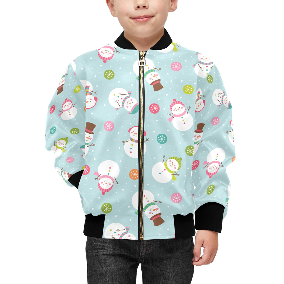 Cute snowman snowflake pattern Kids' Boys' Girls' Bomber Jacket