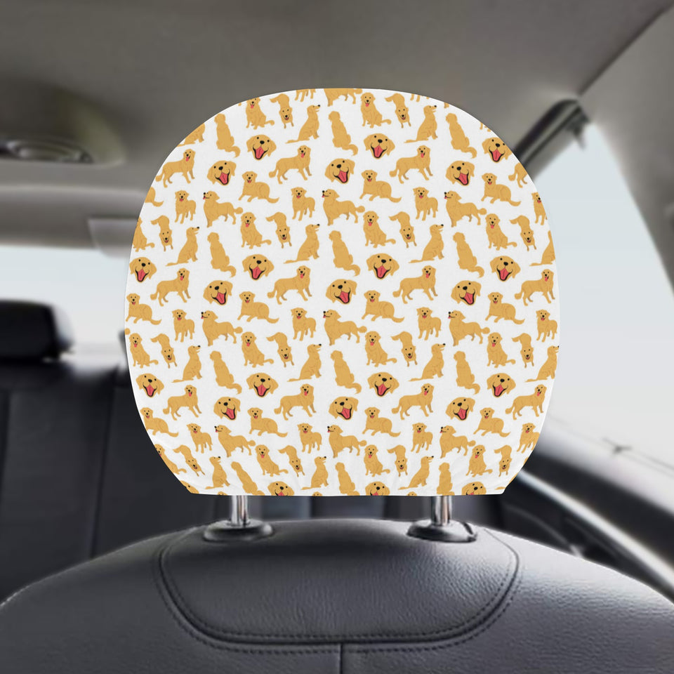 Golden Retriever Pattern Print Design 05 Car Headrest Cover