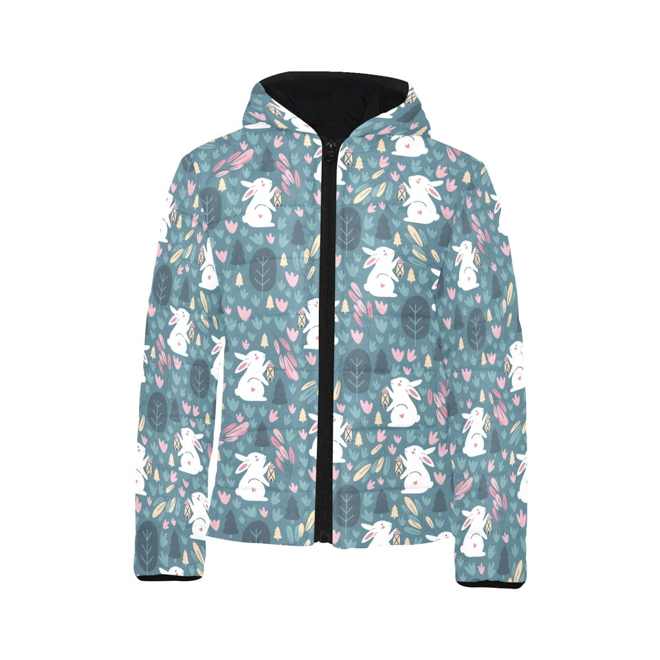 Cute rabbit pattern Kids' Boys' Girls' Padded Hooded Jacket