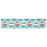 Red White sailboat wave background Table Runner