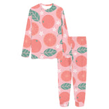 Grapefruit leaves flower pink background Women's All Over Print Pajama Set