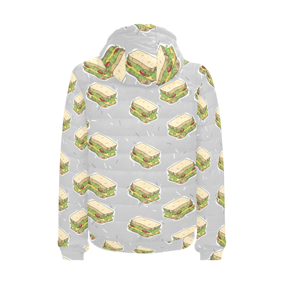 Sandwich Pattern Print Design 05 Men's Padded Hooded Jacket