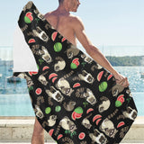 Raccoon watermelon pattern Beach Towel