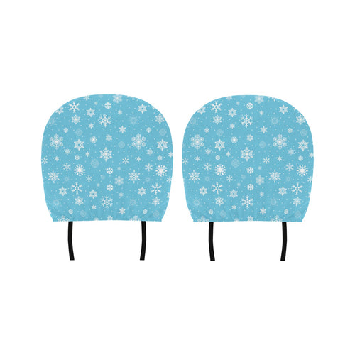Snowflake pattern blue background Car Headrest Cover