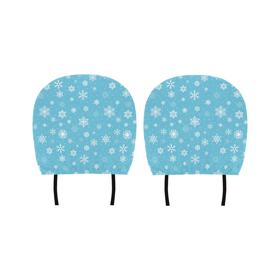 Snowflake pattern blue background Car Headrest Cover