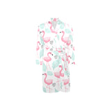 Cute flamingo pattern Men's Long Sleeve Belted Night Robe