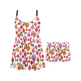 Squirrel Pattern Print Design 02 Chest Sexy Pleated Two Piece Swim Dress