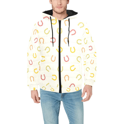 Horseshoes Pattern Print Design 02 Men's Padded Hooded Jacket