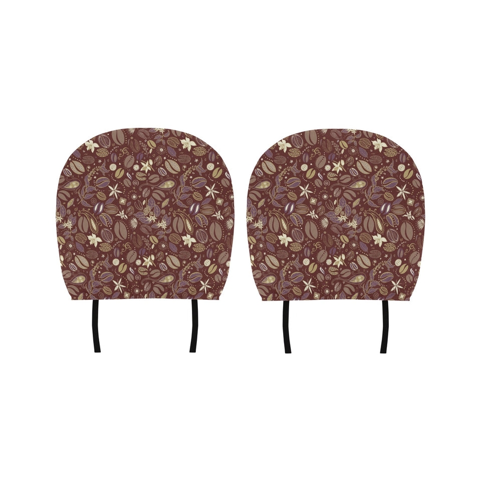 Coffee bean flower pattern Car Headrest Cover