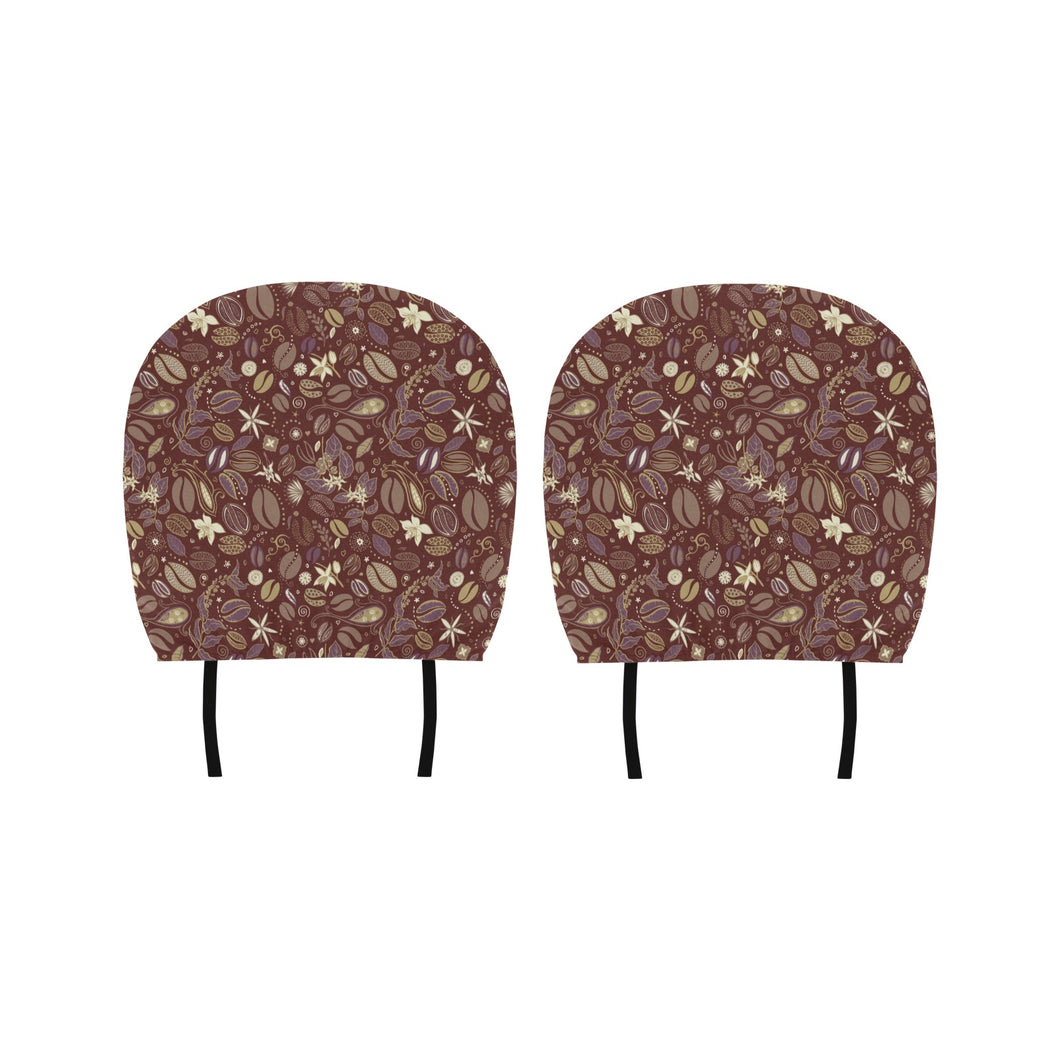Coffee bean flower pattern Car Headrest Cover