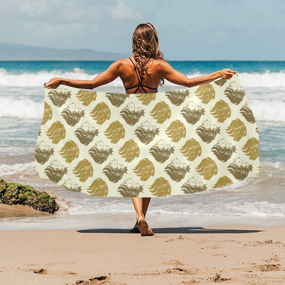 Lion Pattern Print Design 02 Beach Towel