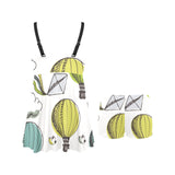 Hot Air Balloon Bird Cloud Pattern Chest Sexy Pleated Two Piece Swim Dress