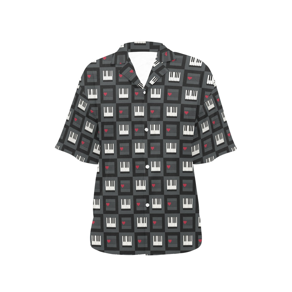 Piano Pattern Print Design 05 Women's All Over Print Hawaiian Shirt